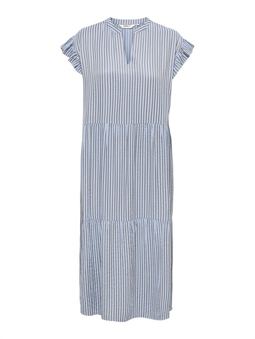 Only Bari Midi Kjole med V-hals, kort ærme, Stribet